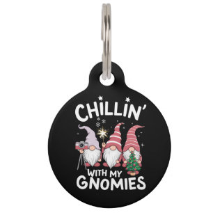 Placa Para Mascotas Gnome Familia Navidad Relajándome Con Mis Gnomies