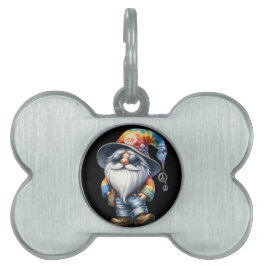 Placa Para Mascotas Gnomo hippie