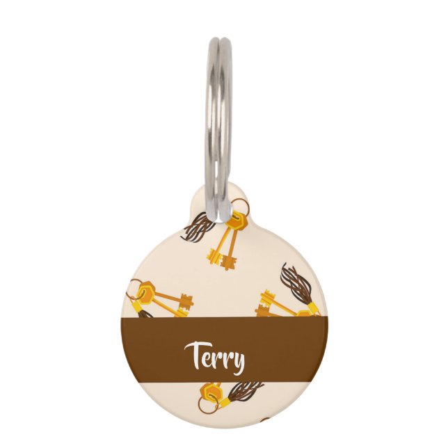 Placa Para Mascotas Gold house keys on pink (Anverso)