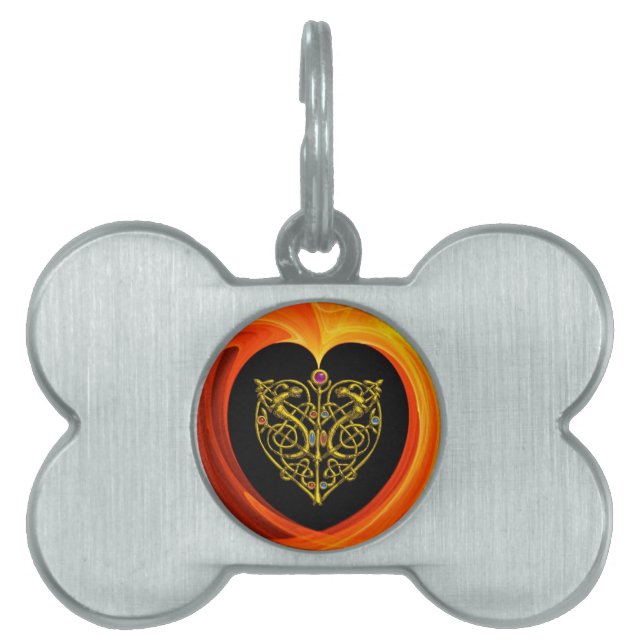 Placa Para Mascotas GOLDEN LEAF, amarillo naranja negro (Frente)