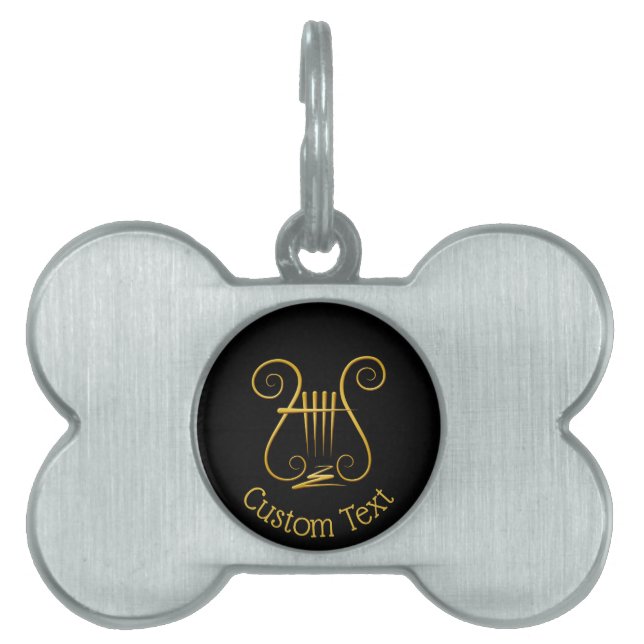 Placa Para Mascotas Golden Lyre (Frente)