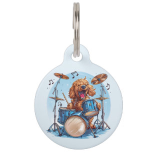 Placa Para Mascotas Goldendoodle Dog Tambores De Juego