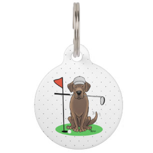 Placa Para Mascotas Golf Chocolate Labrador Retriever Perro - Lindo