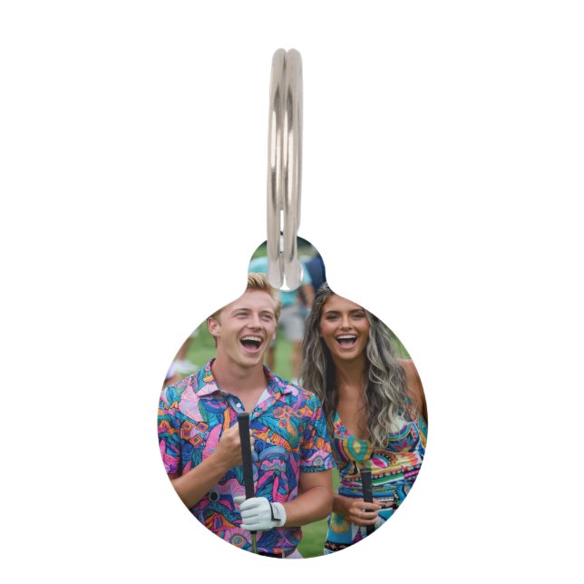 Placa Para Mascotas Golf Photo Customize Personalize (Anverso)