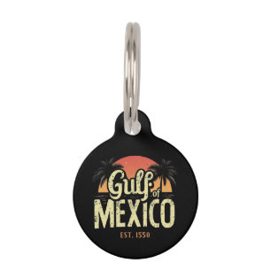 Placa Para Mascotas Golfo de México est. 1550 Vibra Retró de Playa Vi