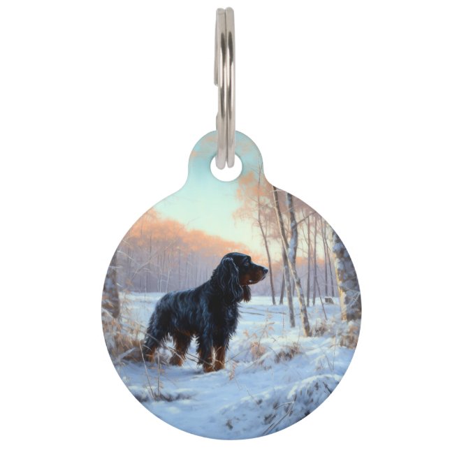 Placa Para Mascotas Gordon Setter Navidad Deja que nieve (Anverso)