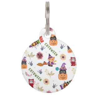 Placa Para Mascotas Gorra morado divertido Catoween, calabaza Naranja 