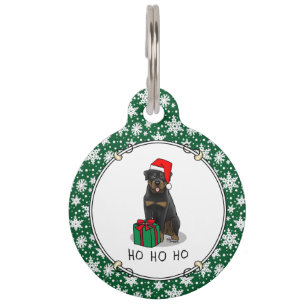 Placa Para Mascotas Gorro de Santa Claus de Navidad Rottweiler Perro D