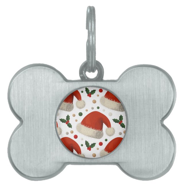 Placa Para Mascotas Gorros de Santa (Frente)