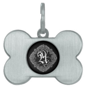 Placa Para Mascotas Gótico elegante inicial A
