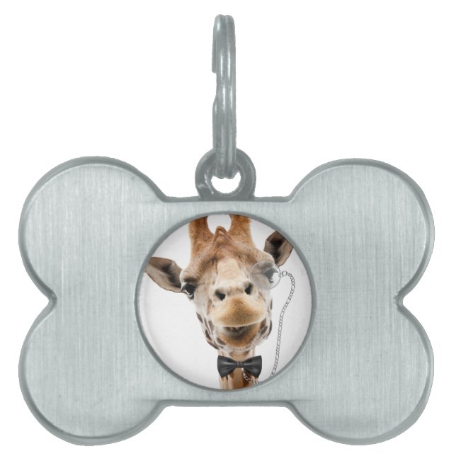 Placa Para Mascotas Gracia divertida con Bowtie y Monocle (Frente)