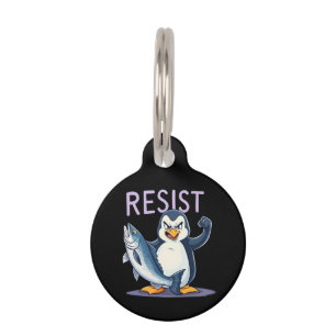 Placa Para Mascotas Graciosa resistencia a la protesta pingüina contra