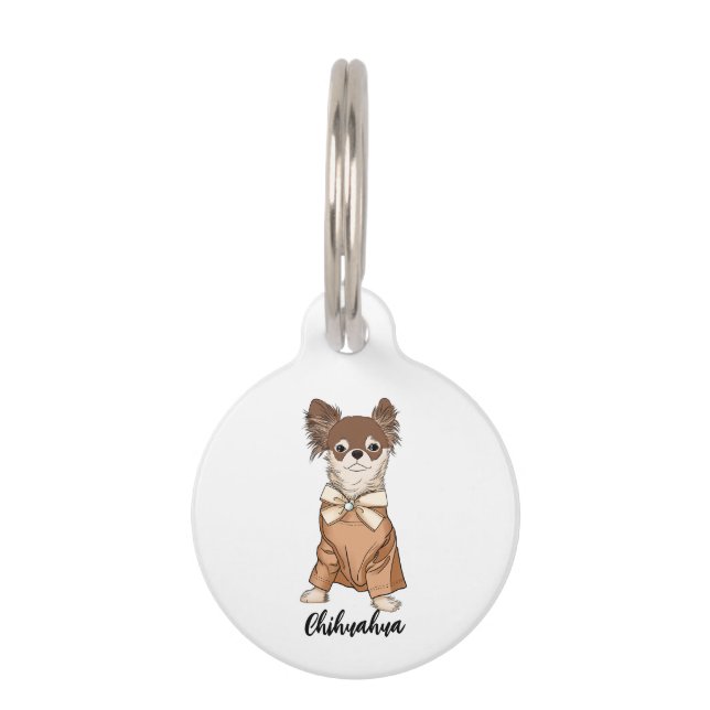 Placa Para Mascotas Gracioso chihuahua con capucha (Anverso)