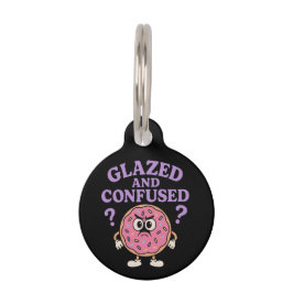 Placa Para Mascotas Gracioso diseño de Donut glaseado y confuso