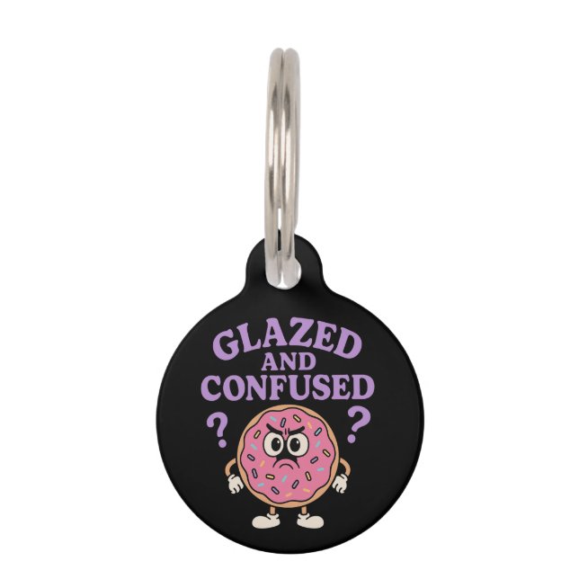 Placa Para Mascotas Gracioso diseño de Donut glaseado y confuso (Anverso)