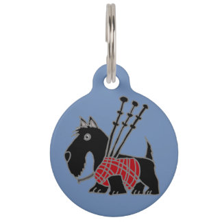 Placa Para Mascotas Gracioso Perro Terrier Escocés Jugando Bagpipes