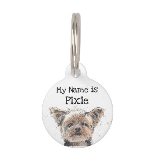Placa Para Mascotas Gracioso Yorkshire Terrier Yorkie Dog Watercolor