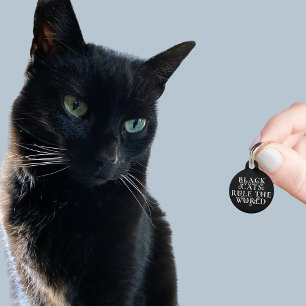 Placa Para Mascotas Graciosos gatos negros gobiernan la etiqueta mundi