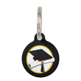 Placa Para Mascotas Grad Cap & Diploma - Negro