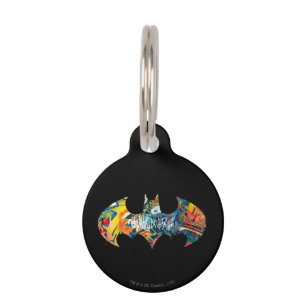 Placa Para Mascotas Graffiti del logo de Batman Neon 80