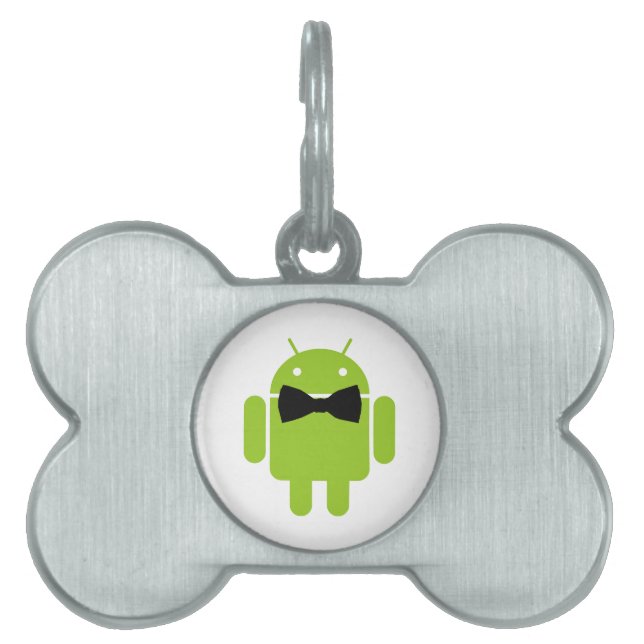 Placa Para Mascotas Gráfico de iconos formales del robot Android (Frente)