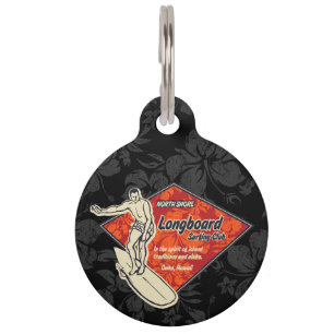 Placa Para Mascotas Gráfico retro hawaiano del diamante del club que