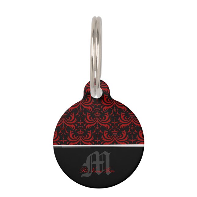 Placa Para Mascotas Gran Damasco Negrita (Rojo) (Anverso)