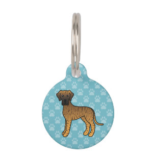 Placa Para Mascotas Gran Danés atigrado de dibujos animados con inform