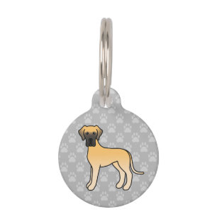 Placa Para Mascotas Gran Danés cervato dibujo animado perro con inform