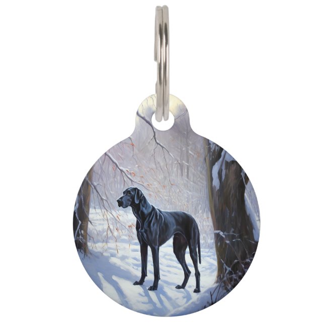 Placa Para Mascotas Gran Danés Deja que nieve Navidad (Anverso)