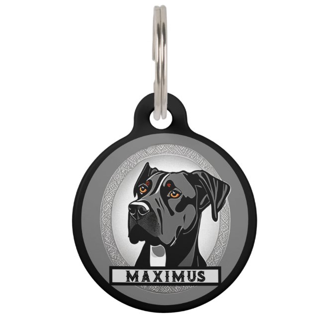 Placa Para Mascotas Gran Danés Personalizado (Anverso)