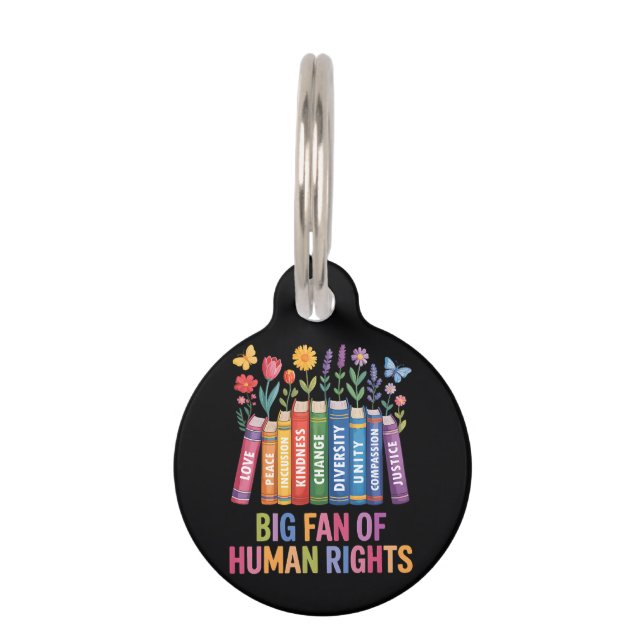 Placa Para Mascotas Gran fan de los derechos humanos  (Anverso)