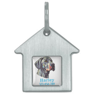 Placa Para Mascotas Gran frente de cachorro danés  