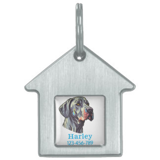Placa Para Mascotas Gran frente de cachorro danés |