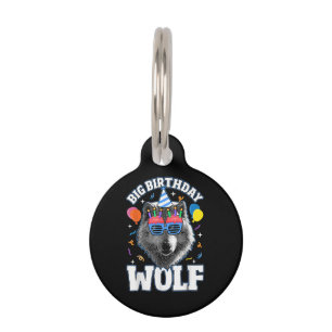 Placa Para Mascotas Gran Lobo de Cumpleaños para Lobos