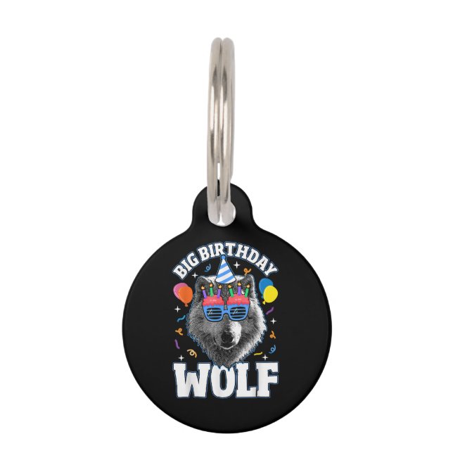Placa Para Mascotas Gran Lobo de Cumpleaños para Lobos (Anverso)