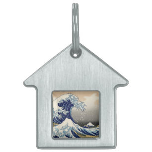 Placa Para Mascotas Gran ola de pintura japonesa Kanagawa