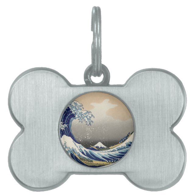 Placa Para Mascotas Gran ola frente al mar de Kanagawa y Monte Fuji Ja (Frente)