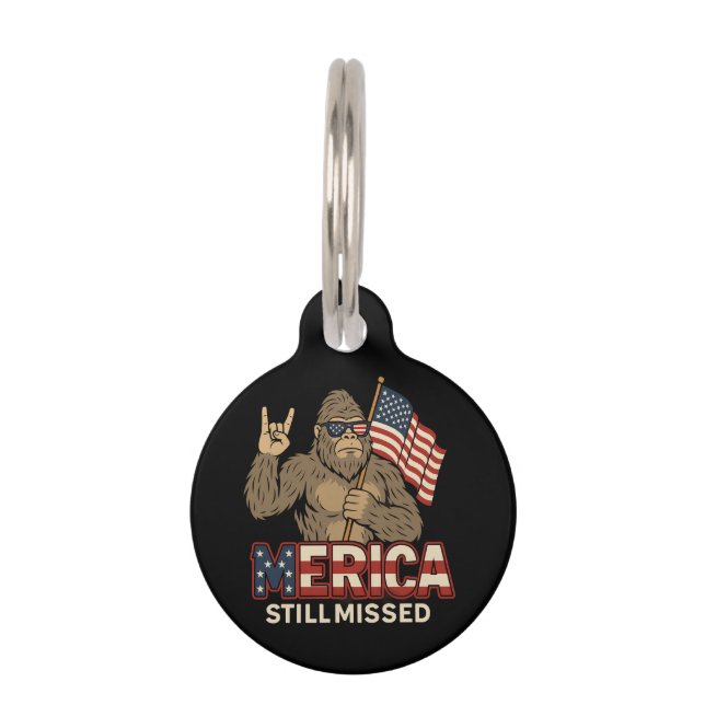 Placa Para Mascotas Gran pie "Merica aún perdida" Patriota 4 de julio (Anverso)