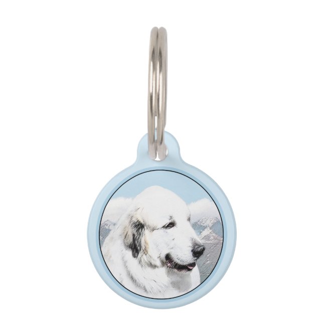 Placa Para Mascotas Gran pintura en los Pirineos - Arte original del p (Anverso)