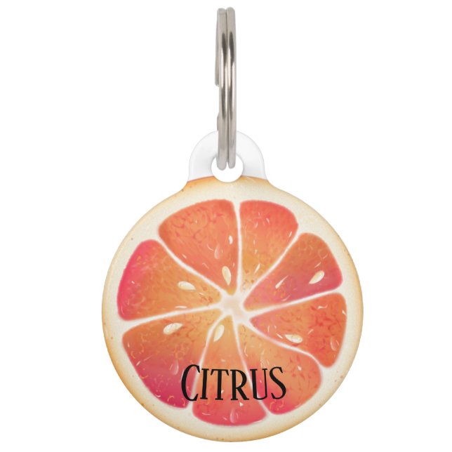 Placa Para Mascotas Grapefruit Citrus Fruit Personalizado (Anverso)