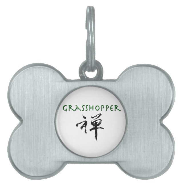 Placa Para Mascotas Grasshopper con símbolo "Zen" (Frente)