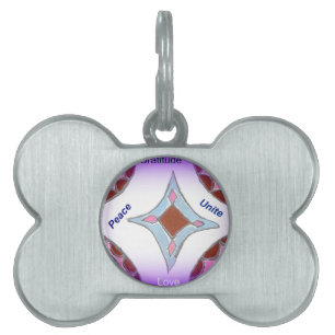 Placa Para Mascotas "Gratitude Peace Love Unite" Mandala Art Print