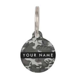 Placa Para Mascotas Gray Camouflage Pattern, Your name, Personalize