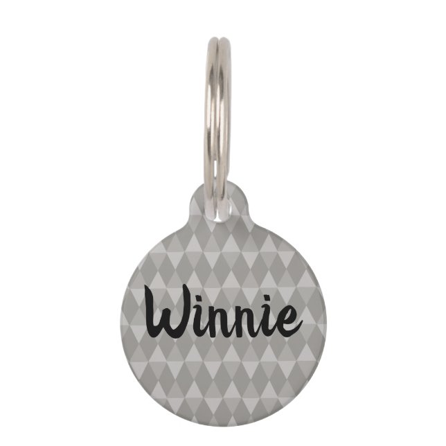 Placa Para Mascotas Gray Diamond Pattern (Anverso)