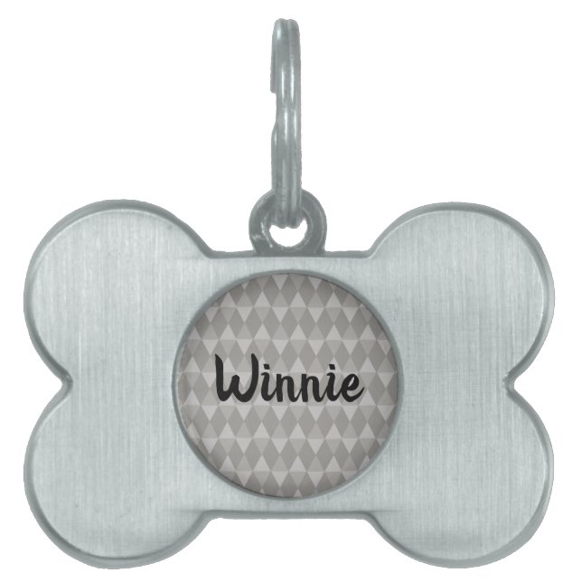 Placa Para Mascotas Gray Diamond Pattern (Frente)