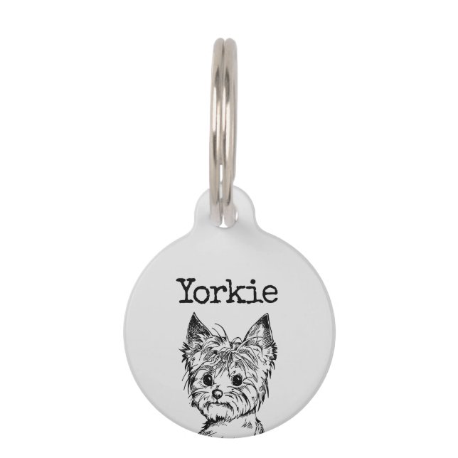 Placa Para Mascotas Gray Yorkshire terrier Yorkie (Anverso)