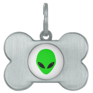 Placa Para Mascotas Green Alien Head