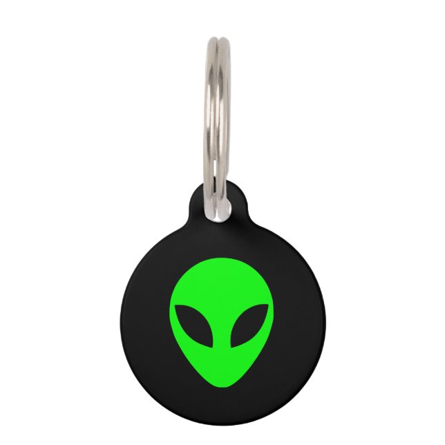 Placa Para Mascotas Green Alien Head (Anverso)