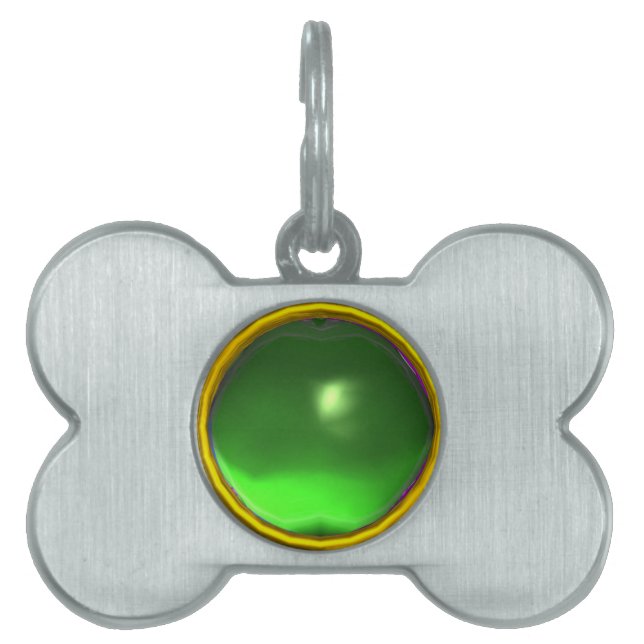 PLACA PARA MASCOTAS GREEN EMERALD GEM STONE (Frente)